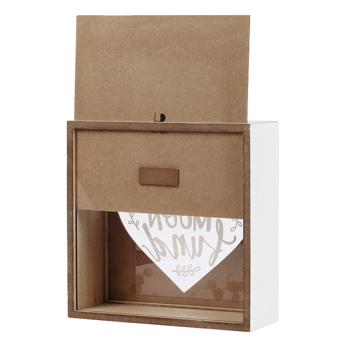 Honey Moon Fund and Card White Wood Box with Heart Shaped Design