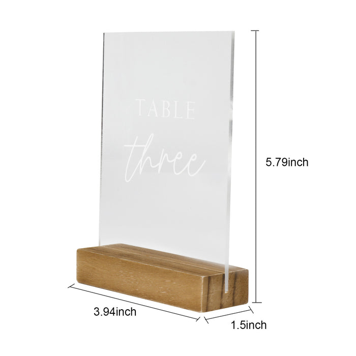 Modern Table Number Acrylic Signs with Wood Stand