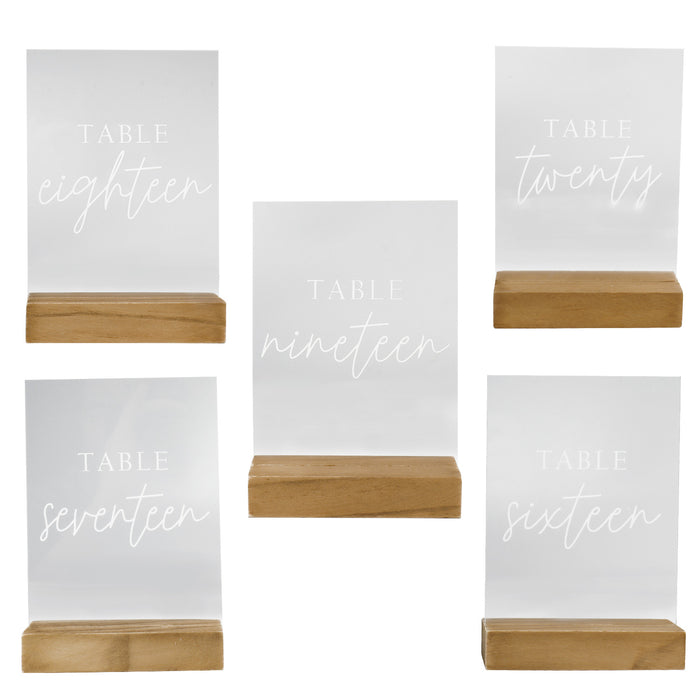 Modern Table Number Acrylic Signs with Wood Stand