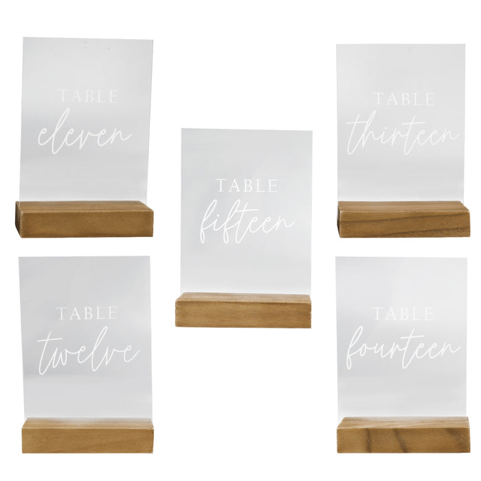 Modern Table Number Acrylic Signs with Wood Stand