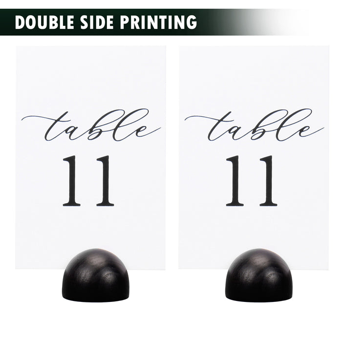 Modern Cursive Table Number Card Stock Signs with Black Round (Set of 10 - 1-10 , 11-20)