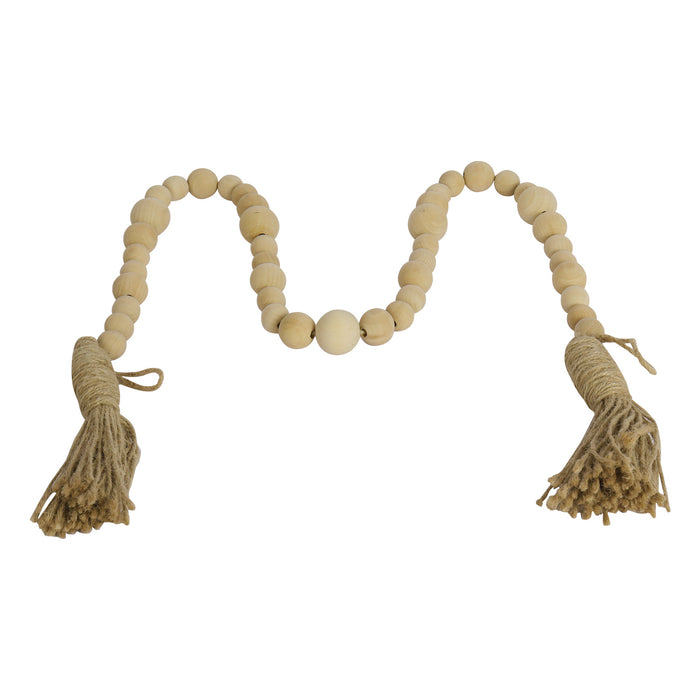 Rustic Country Prayer Boho Wood Bead Garland with Tassels - Set of 2