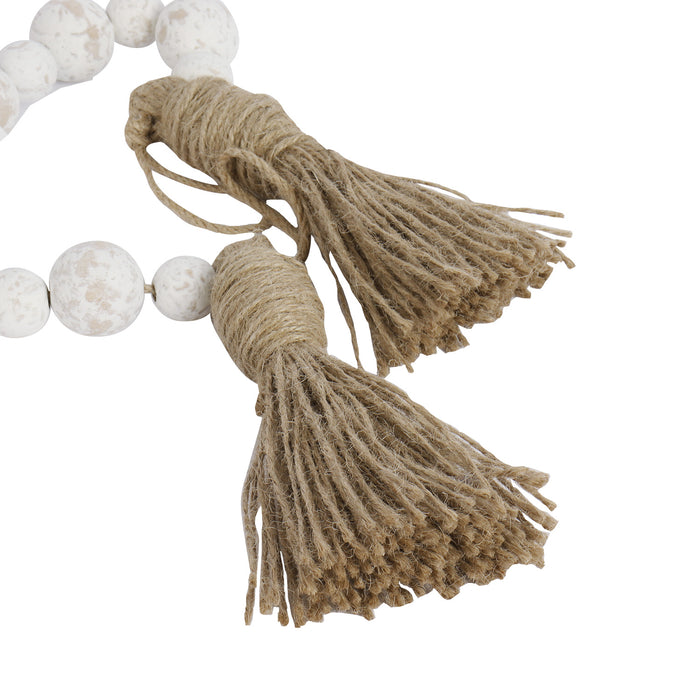 Rustic Country Prayer Boho Wood Bead Garland with Tassels - Set of 2