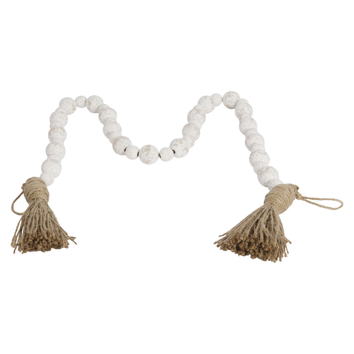 Rustic Country Prayer Boho Wood Bead Garland with Tassels - Set of 2