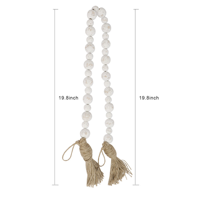 Rustic Country Prayer Boho Wood Bead Garland with Tassels - Set of 2