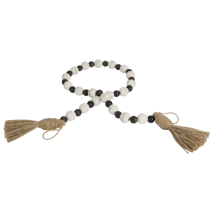 Rustic Country Prayer Boho Wood Bead Garland with Tassels - Set of 2