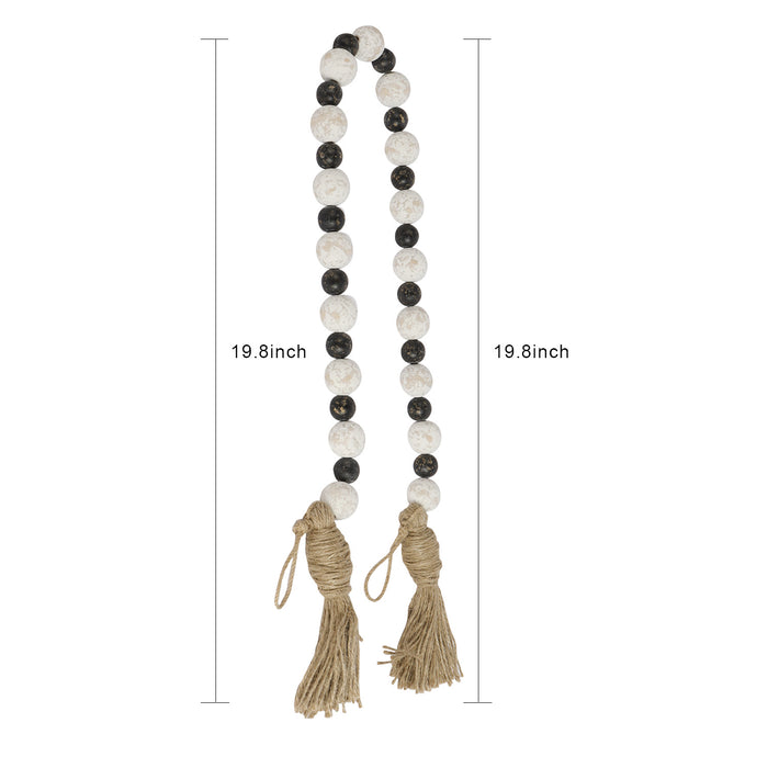 Rustic Country Prayer Boho Wood Bead Garland with Tassels - Set of 2