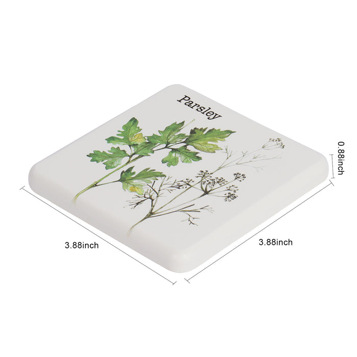 Herb Plant Collection - Set of 4 Design Coasters - Basil, Rosemary, Parsley, Sage