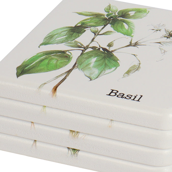 Herb Plant Collection - Set of 4 Design Coasters - Basil, Rosemary, Parsley, Sage