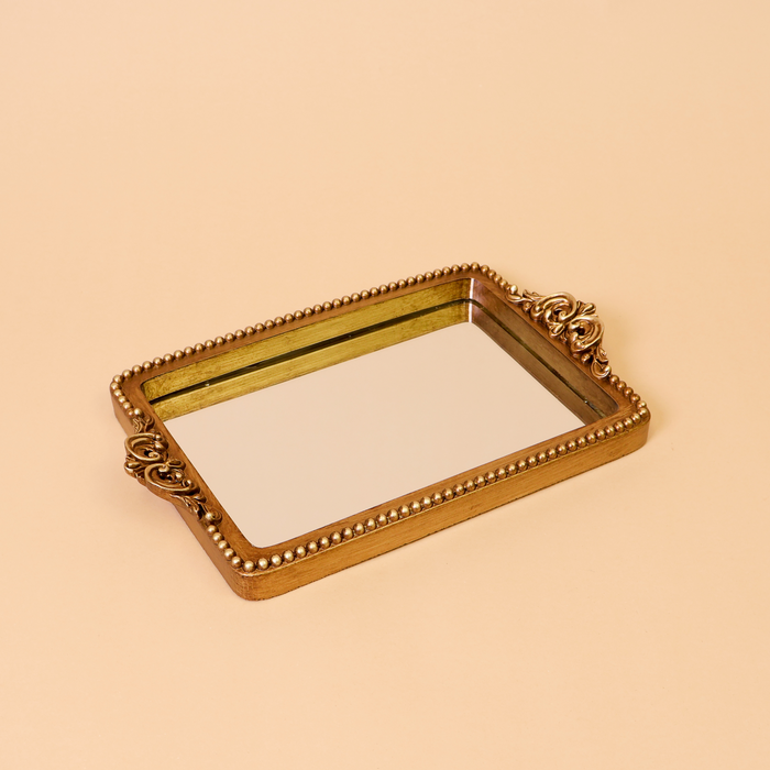 Vintage Decorative Mirror Gold Vanity & Dresser Tray