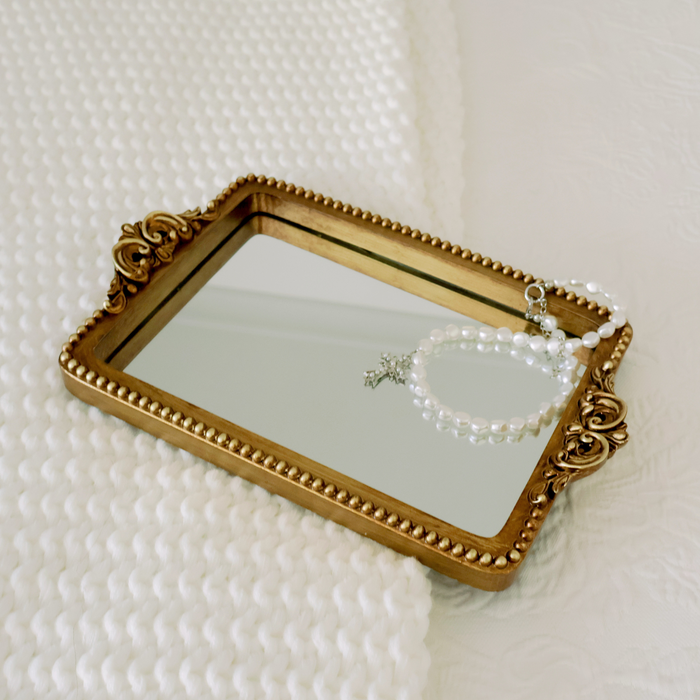 Vintage Decorative Mirror Gold Vanity & Dresser Tray