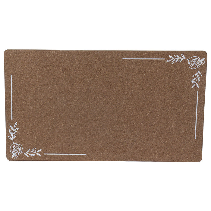 Cork Memo Bulletin Announcement Board with Floral Border Design