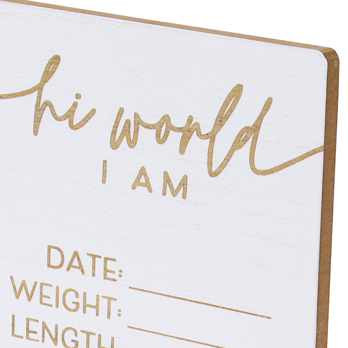 New Born Baby  "Hello World I Am..." Announcement Box Sign,