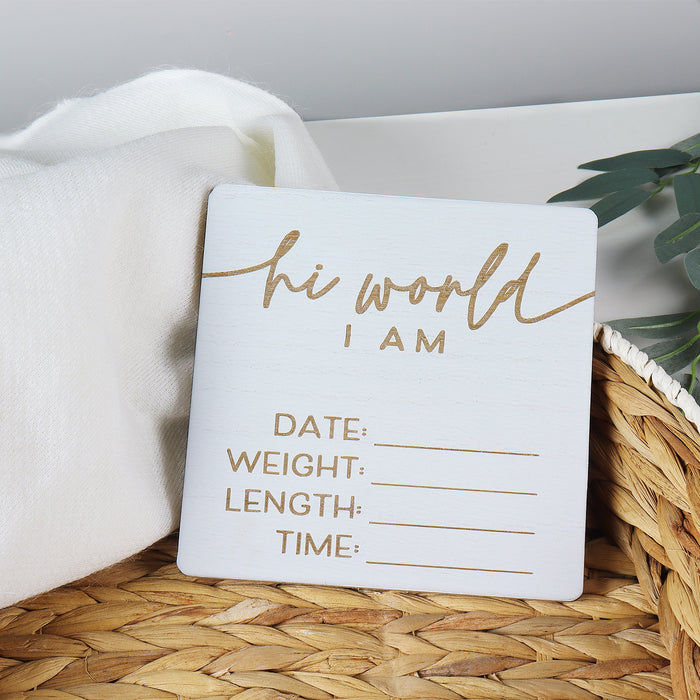 New Born Baby  "Hello World I Am..." Announcement Box Sign,