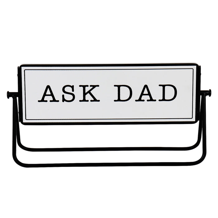 Rotating Freestanding "Call Mom Ask Dad" Tabletop Decorative Sign