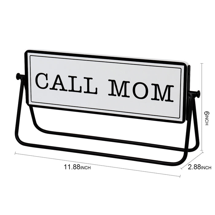 Rotating Freestanding "Call Mom Ask Dad" Tabletop Decorative Sign