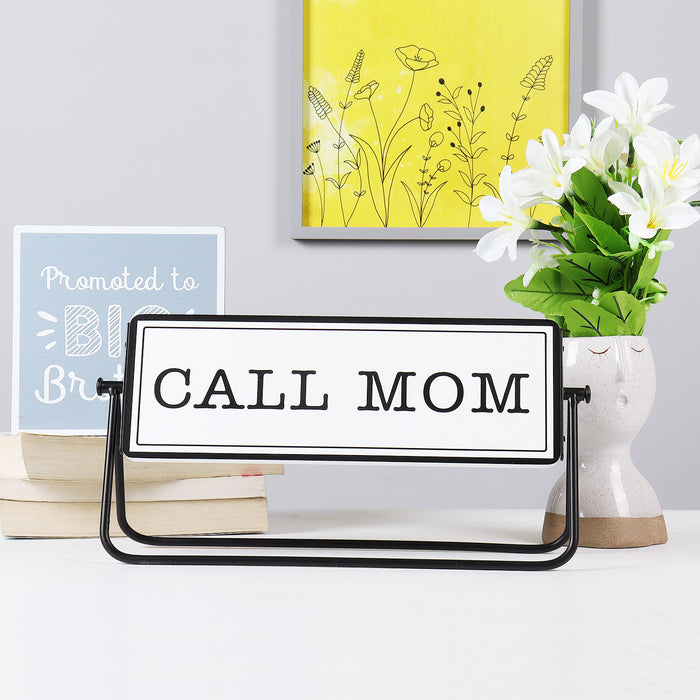 Rotating Freestanding "Call Mom Ask Dad" Tabletop Decorative Sign