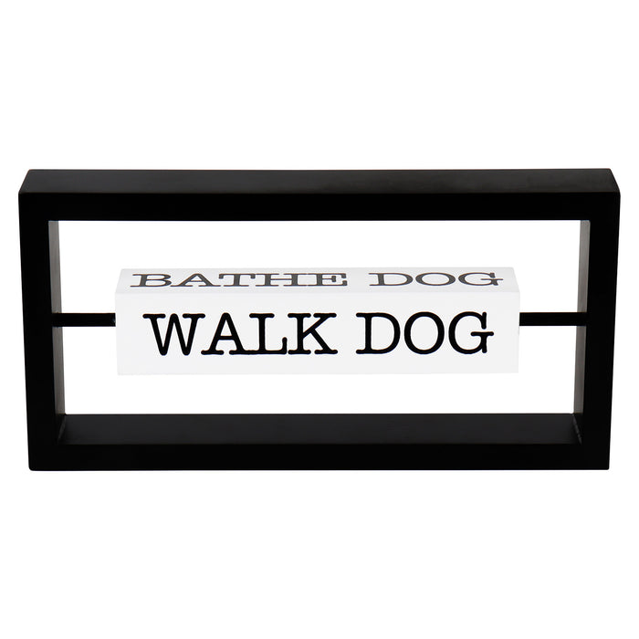 Rotating Freestanding "Pet, Feed, Walk, Bathe Dog" Table Top Decorative Sign,