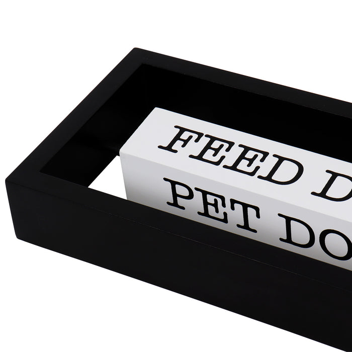 Rotating Freestanding "Pet, Feed, Walk, Bathe Dog" Table Top Decorative Sign,