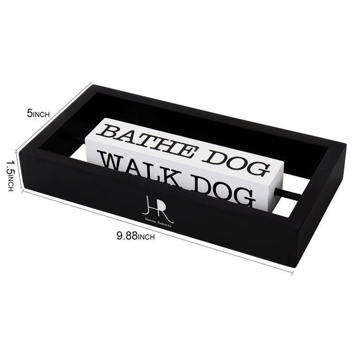 Rotating Freestanding "Pet, Feed, Walk, Bathe Dog" Table Top Decorative Sign,