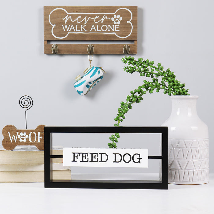 Rotating Freestanding "Pet, Feed, Walk, Bathe Dog" Table Top Decorative Sign,