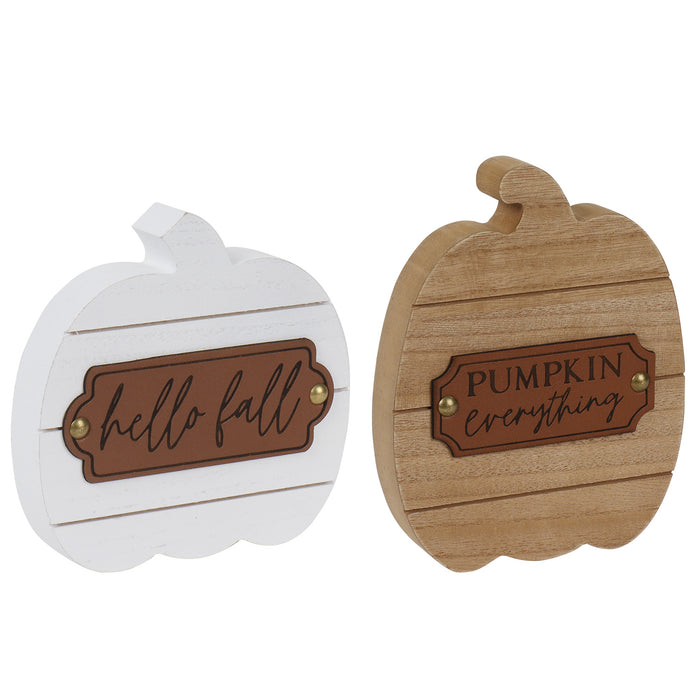 Fall Season Thanksgiving Holiday Pumpkin Shaped Decorative Sign Set, Pumpkin Everything & Hello Fall