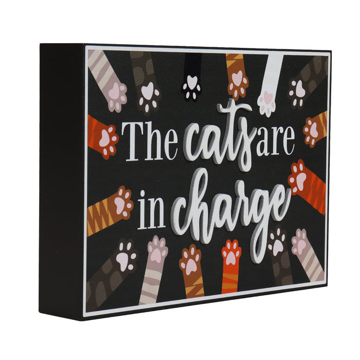 "The Cats are in Charge" Decorative Box Sign