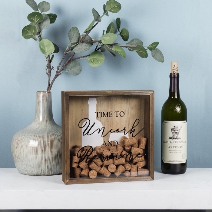 Wine Cork Collection "Time to Uncork and Rewine" Shadow Box