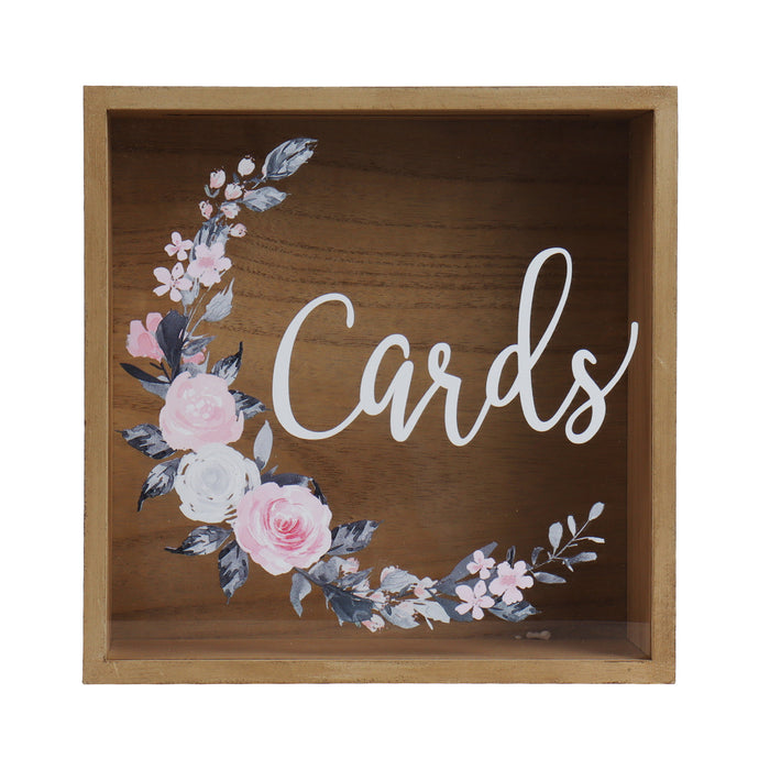 Rustic "Card" Wood Box with Mixed Floral Garland Design