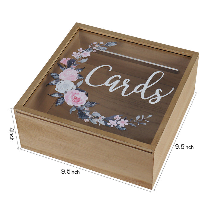 Rustic "Card" Wood Box with Mixed Floral Garland Design