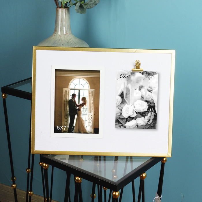 Gold Metal Picture Frame with Clip