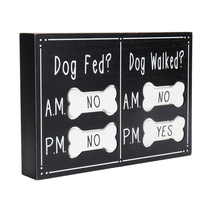 Dog Meal and Walk Scheduler, Morning and Afternoon with Rotating "Yes" or "No" Bones