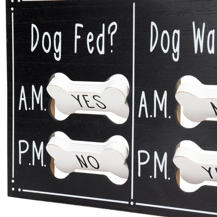 Dog Meal and Walk Scheduler, Morning and Afternoon with Rotating "Yes" or "No" Bones